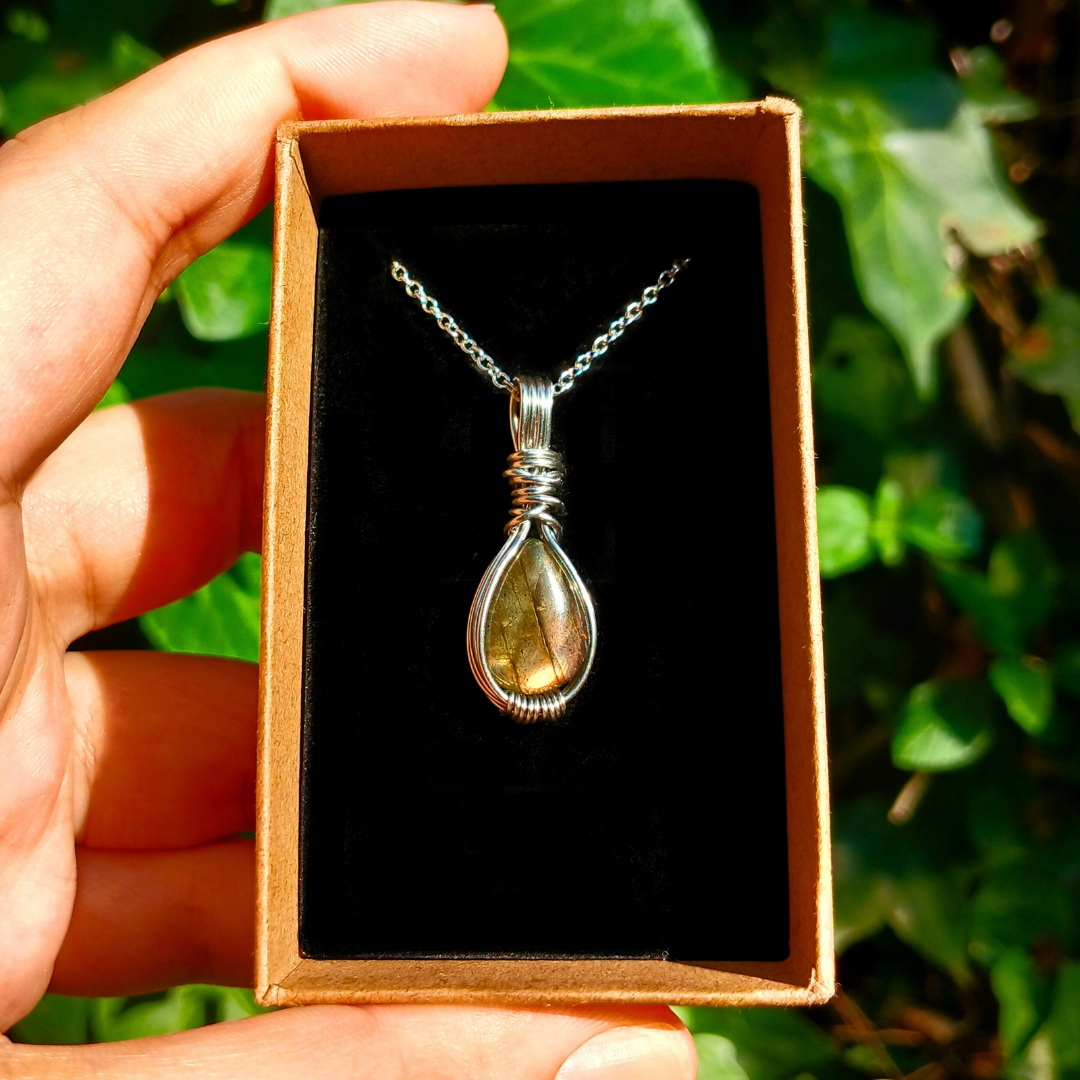 Mini Colar "Forever" de Labradorite Laranja - Coleção de Outono