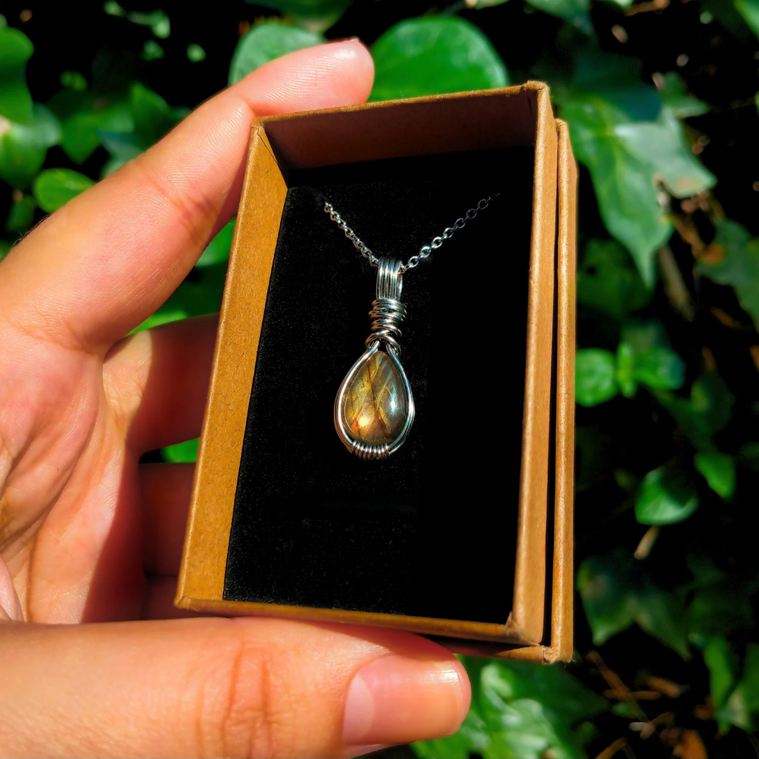 Mini Colar "Forever" de Labradorite Laranja - Coleção de Outono
