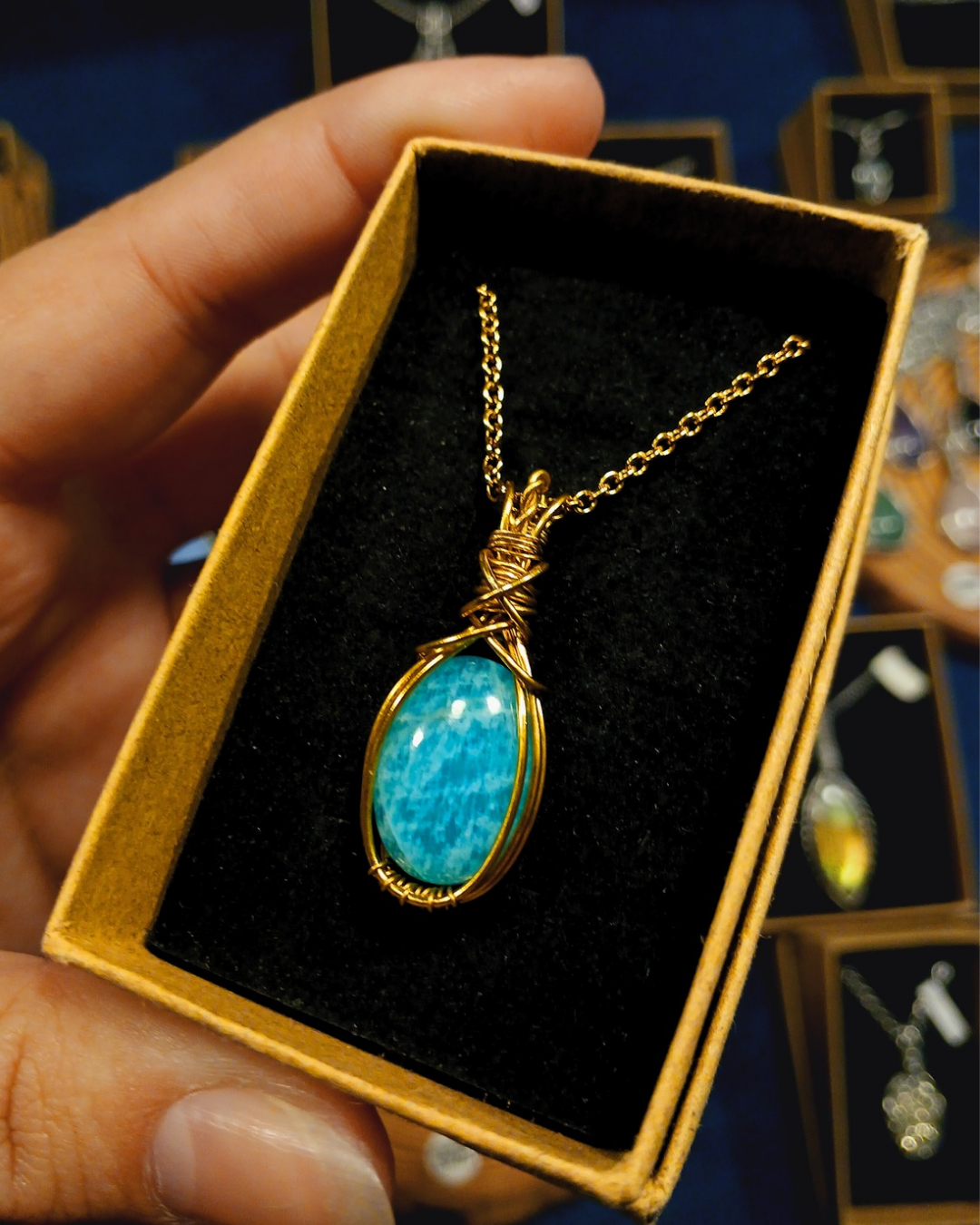 Colar "XX" de Amazonita - Ouro 18K