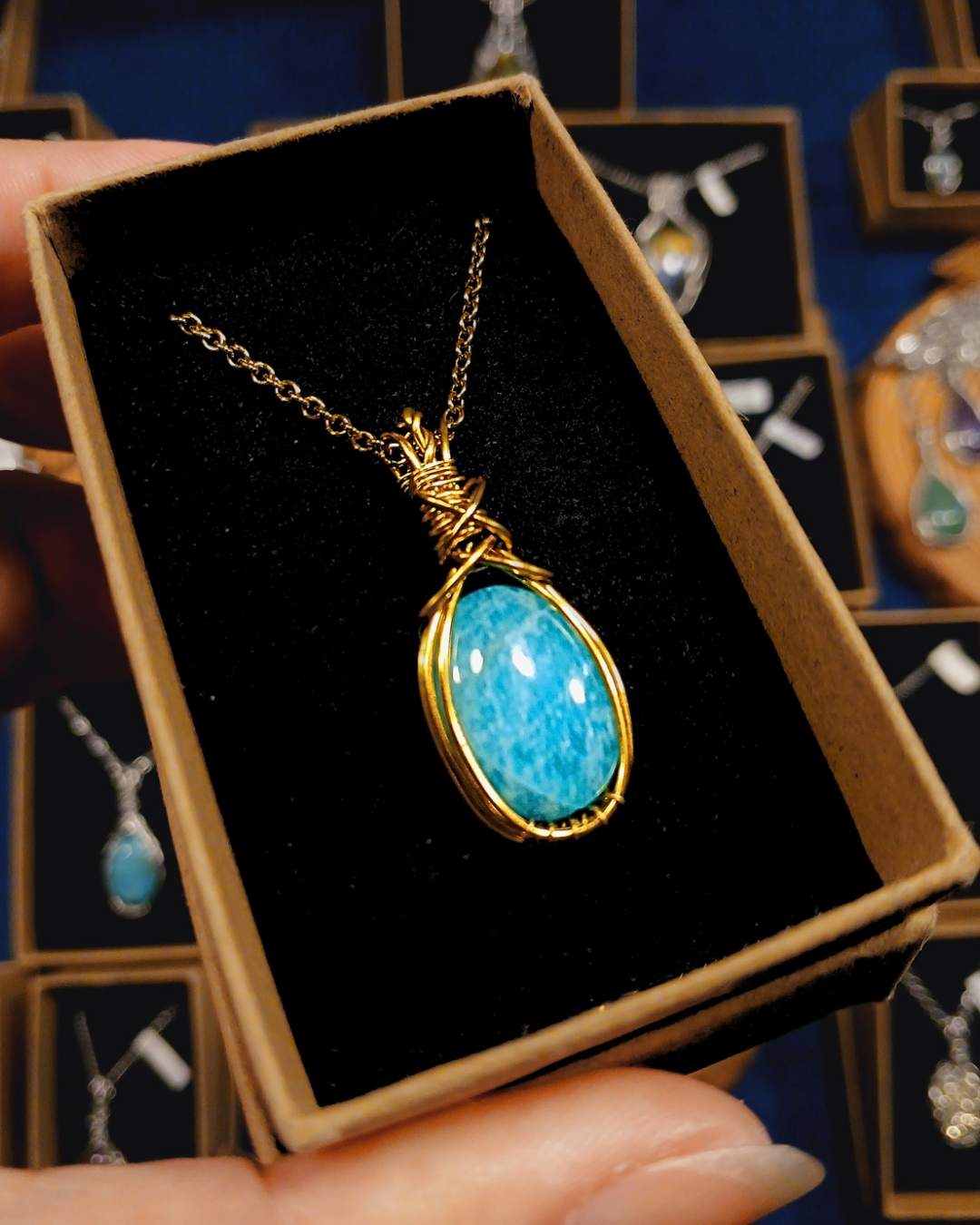 Colar "XX" de Amazonita - Ouro 18K