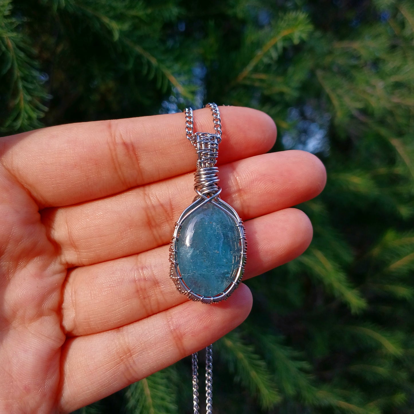 Colar "Oak" de Água Marinha Azul - Coleção de Outono