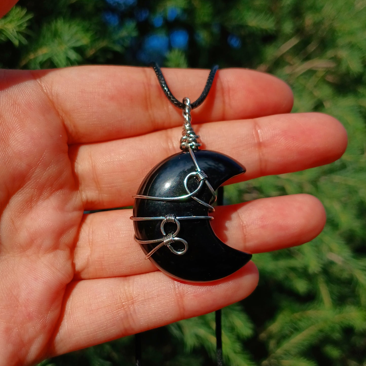 Colar "Moon" de Obsidiana Negra- Coleção de Outono