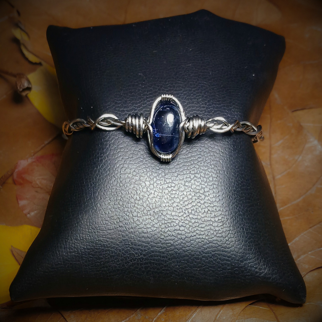 Pulseira Cianite Azul e Aço Inoxidável