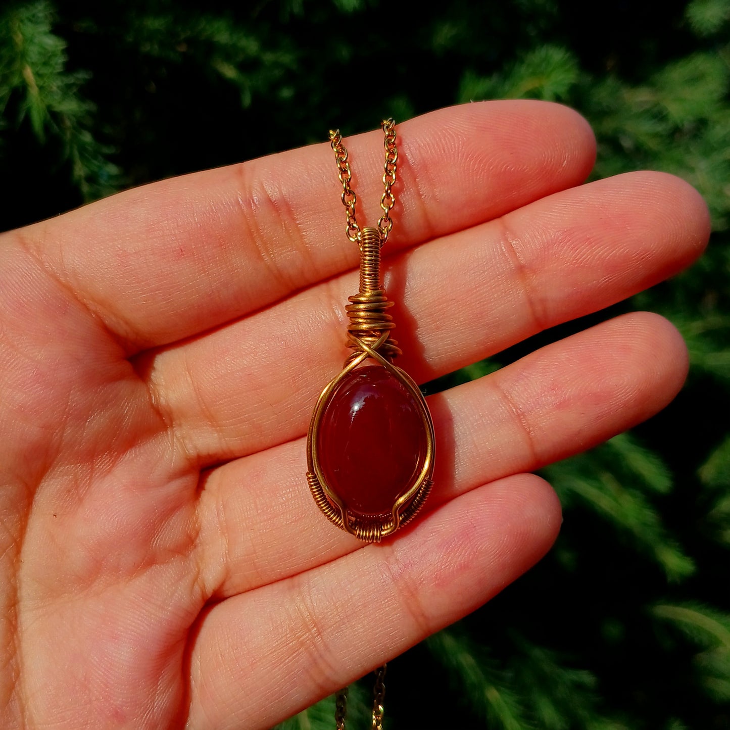 Colar "Classic" de Ágata de Fogo Ouro 18K - Coleção de Outono