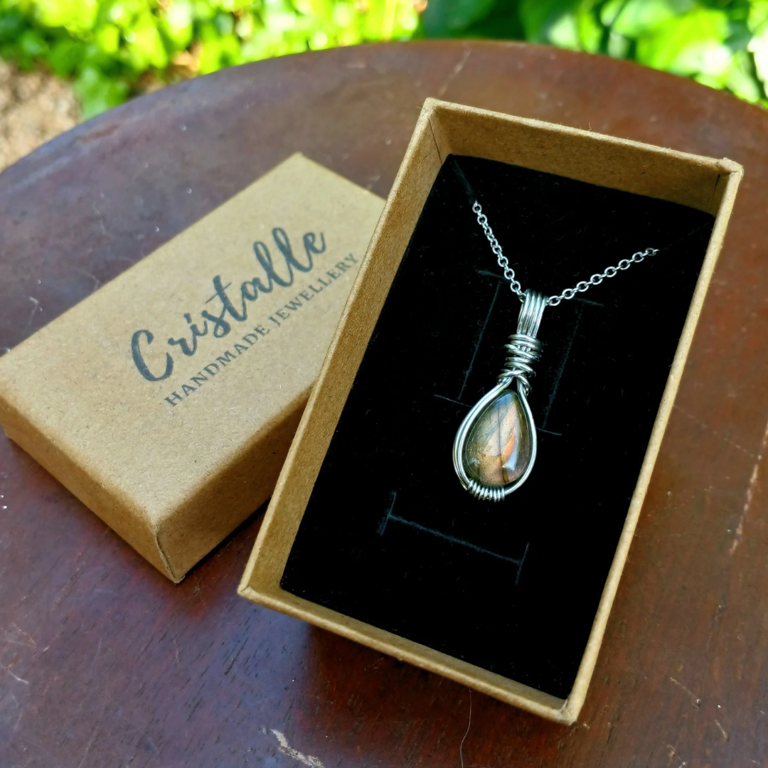 Mini Colar "Forever" de Labradorite Laranja - Coleção de Outono
