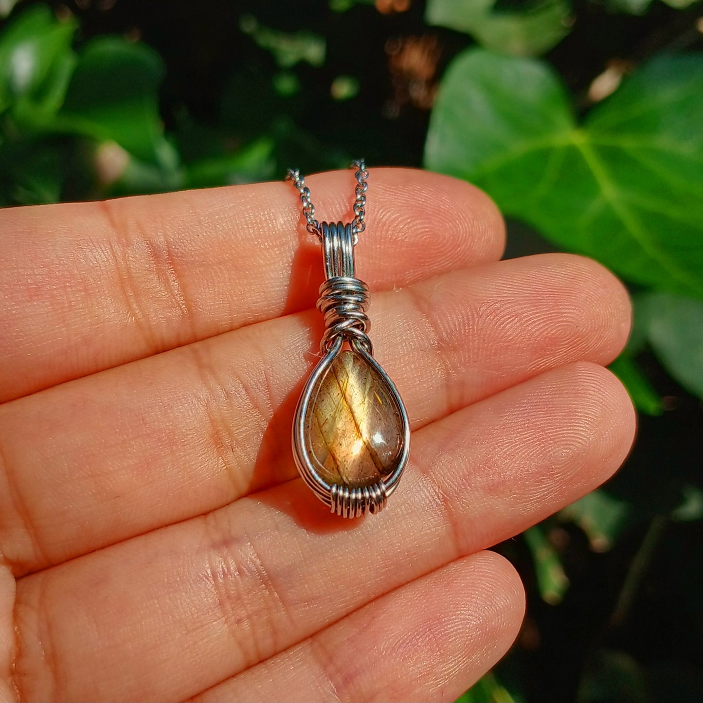 Mini Colar "Forever" de Labradorite Laranja - Coleção de Outono