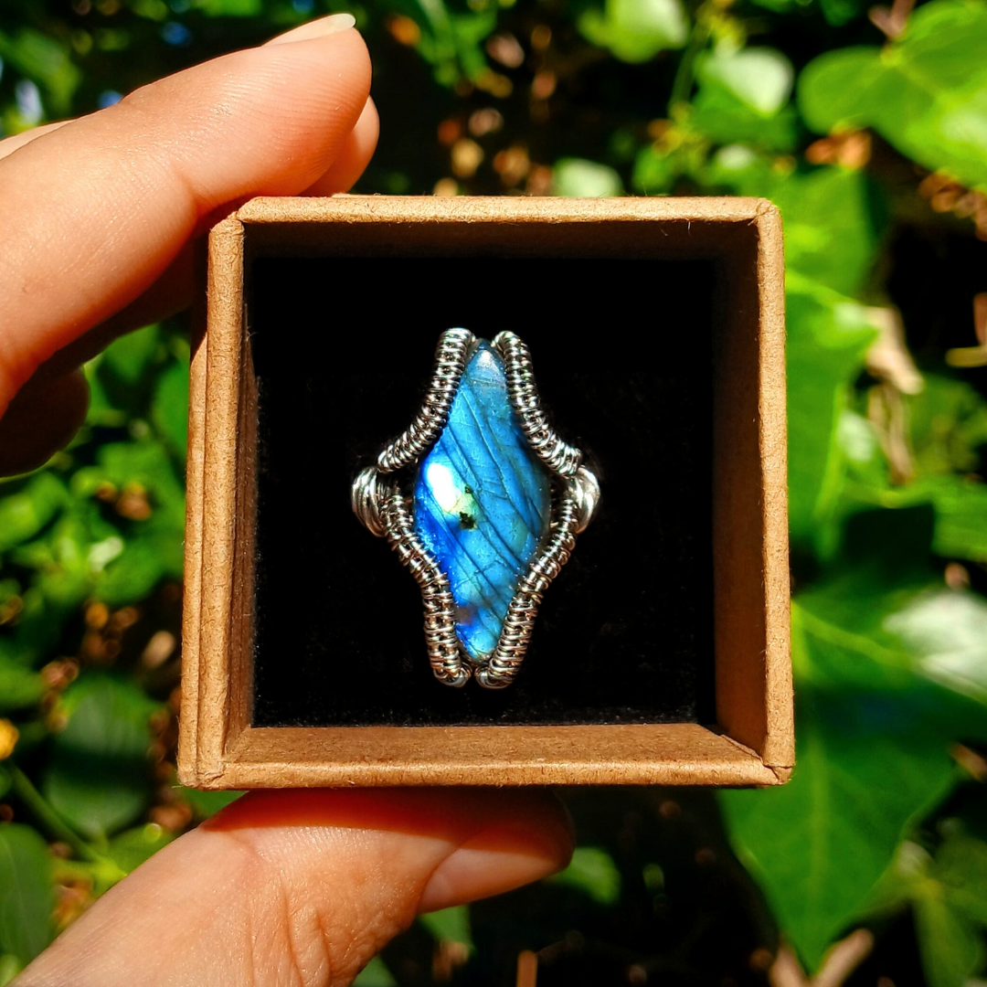Anel de Labradorite multicolor - Coleção de Outono