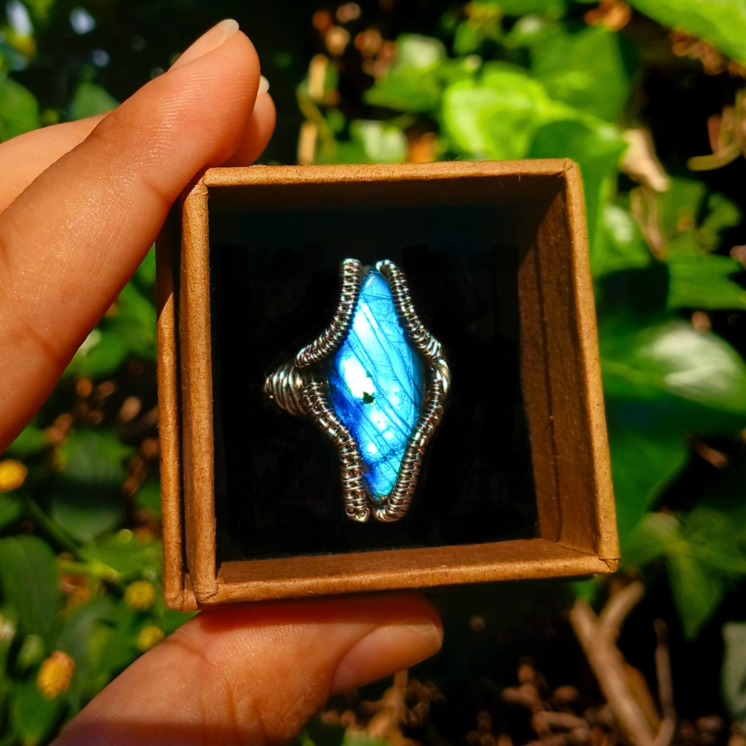Anel de Labradorite multicolor - Coleção de Outono