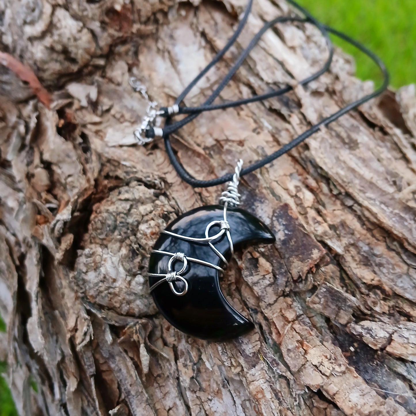 Colar "Moon" de Obsidiana Negra- Coleção de Outono