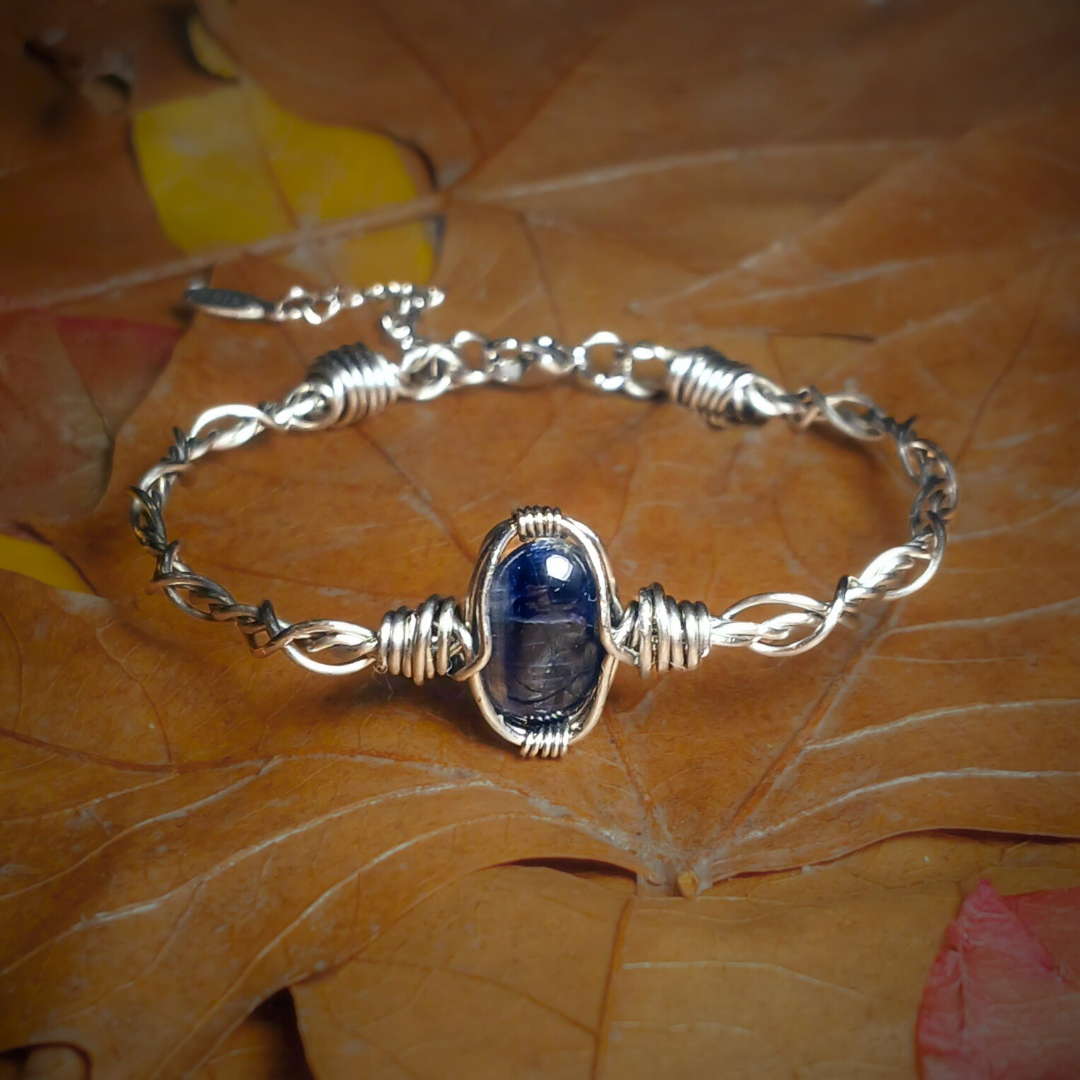 Pulseira Cianite Azul e Aço Inoxidável
