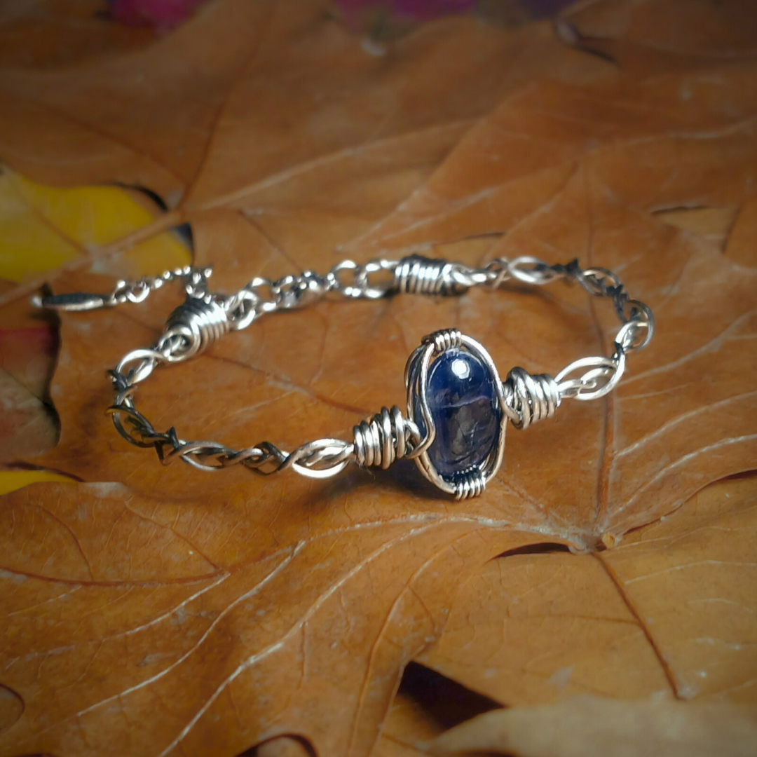 Pulseira Cianite Azul e Aço Inoxidável