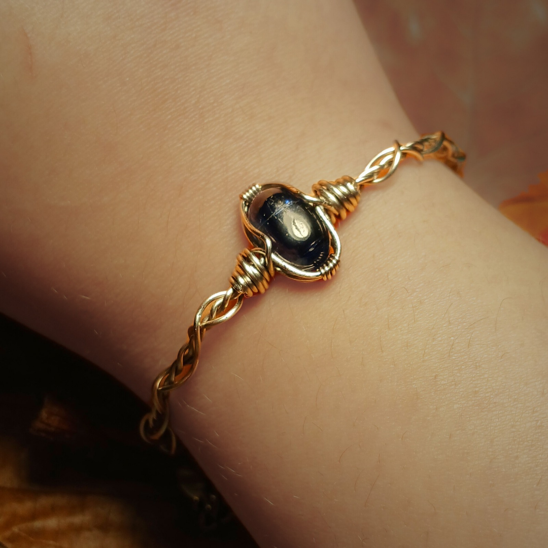 Pulseira Cianite Azul e Aço Inoxidável
