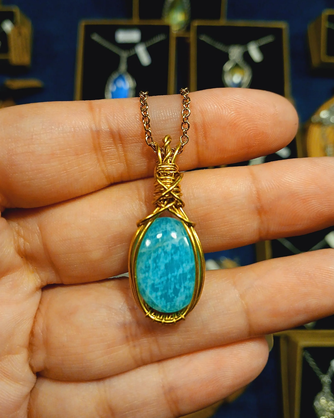 Colar "XX" de Amazonita - Ouro 18K
