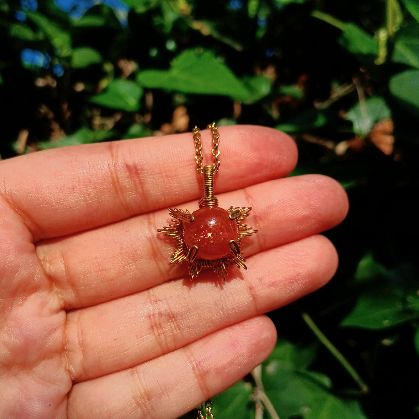 Colar "Sun" de Pedra do sol Ouro 18K - Coleção de Outono