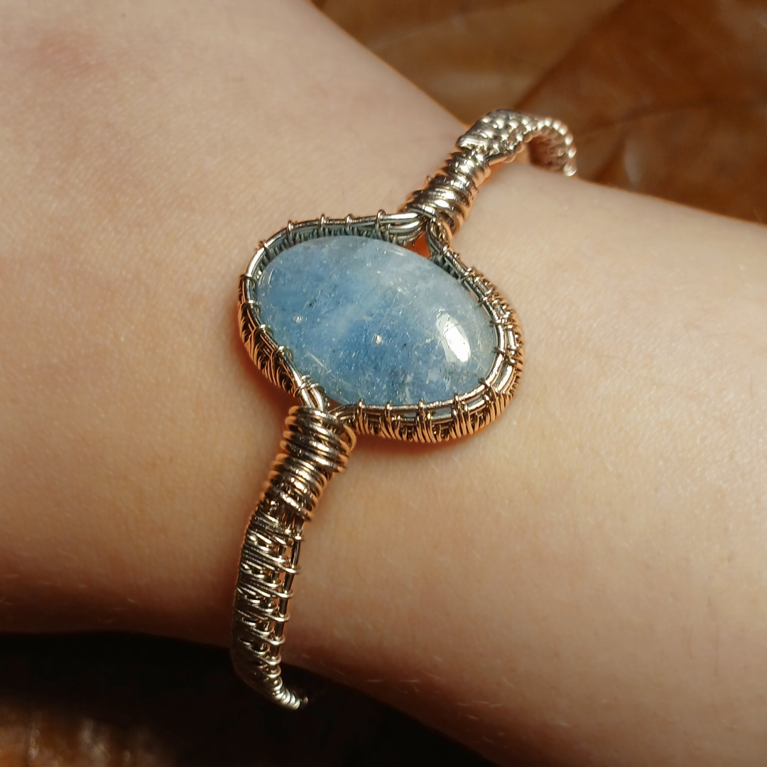 Blue Aquamarine "Pine Tree" Bracelet