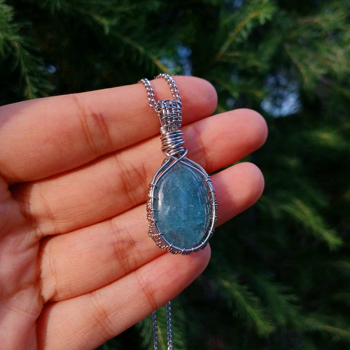 Colar "Oak" de Água Marinha Azul - Coleção de Outono