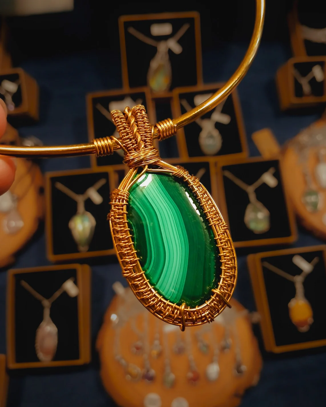 Choker de Malaquite - Ouro 18K