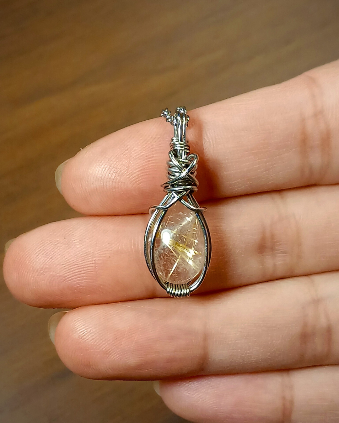 Colar "X" Quartzo Rutilado
