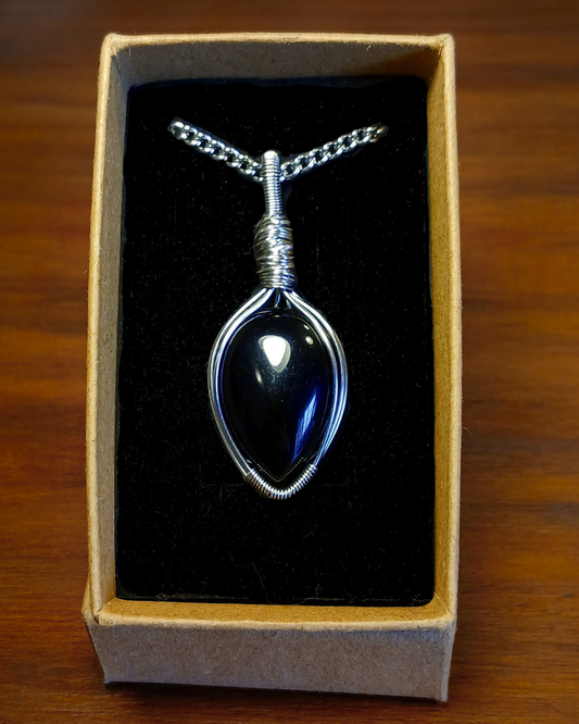 Colar "Moon" de Obsidiana Negra