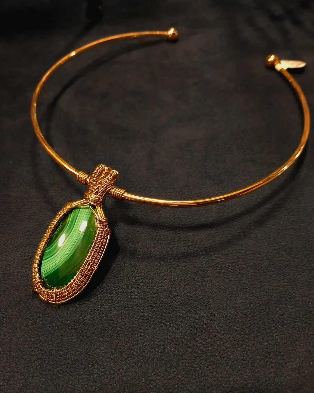 Choker de Malaquite - Ouro 18K