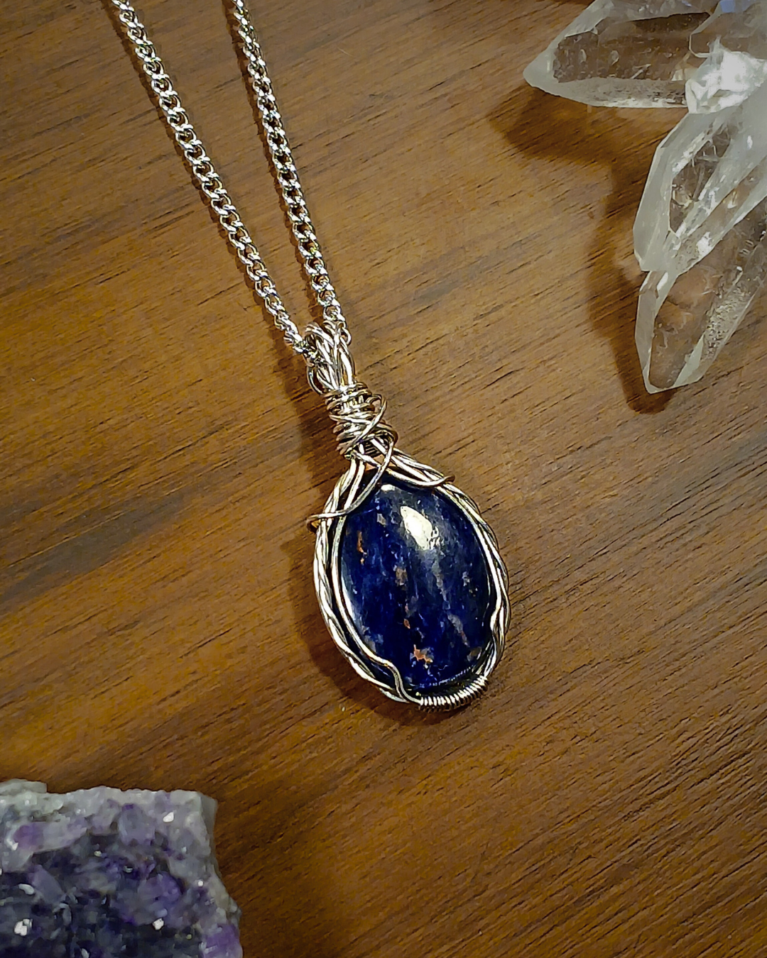 Colar "X Trançado" Sodalite