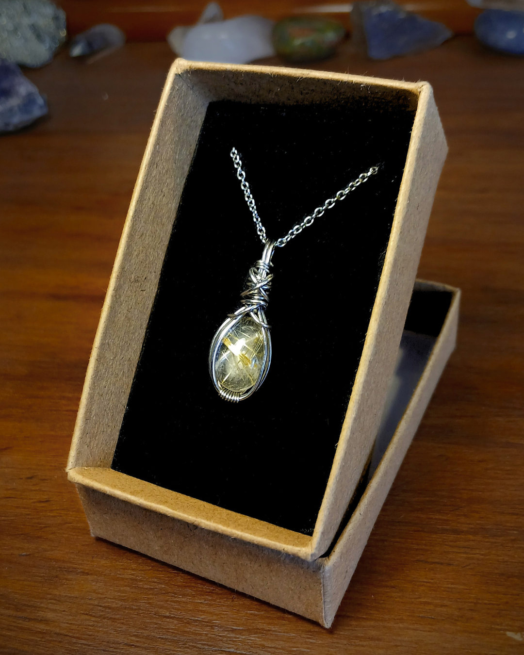 Colar "X" Quartzo Rutilado