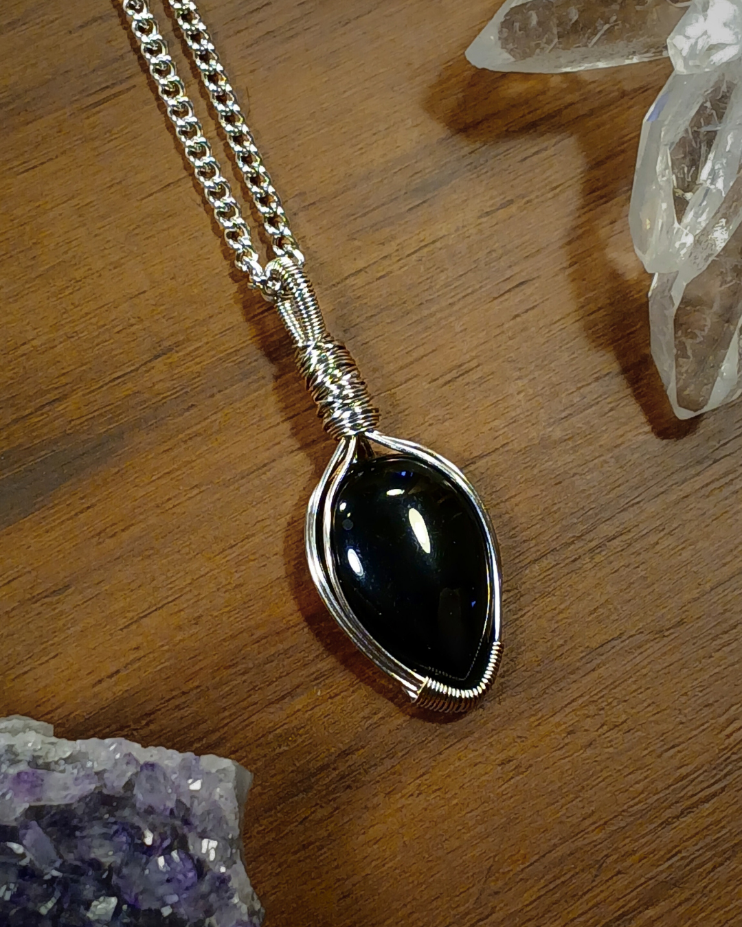 Colar "Moon" de Obsidiana Negra