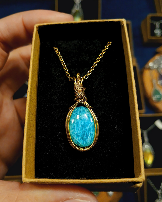 Colar "XX" de Amazonita  - Ouro 18K