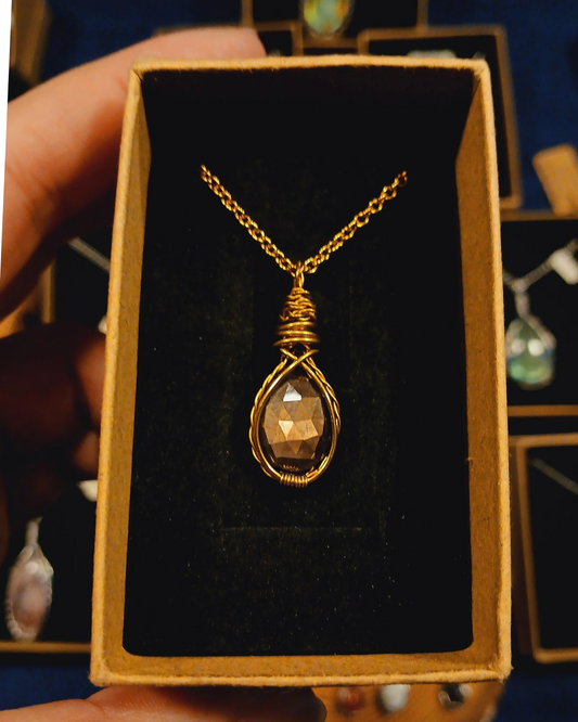 Colar "Classic Trançado" de Safira Castanha - Ouro 18K