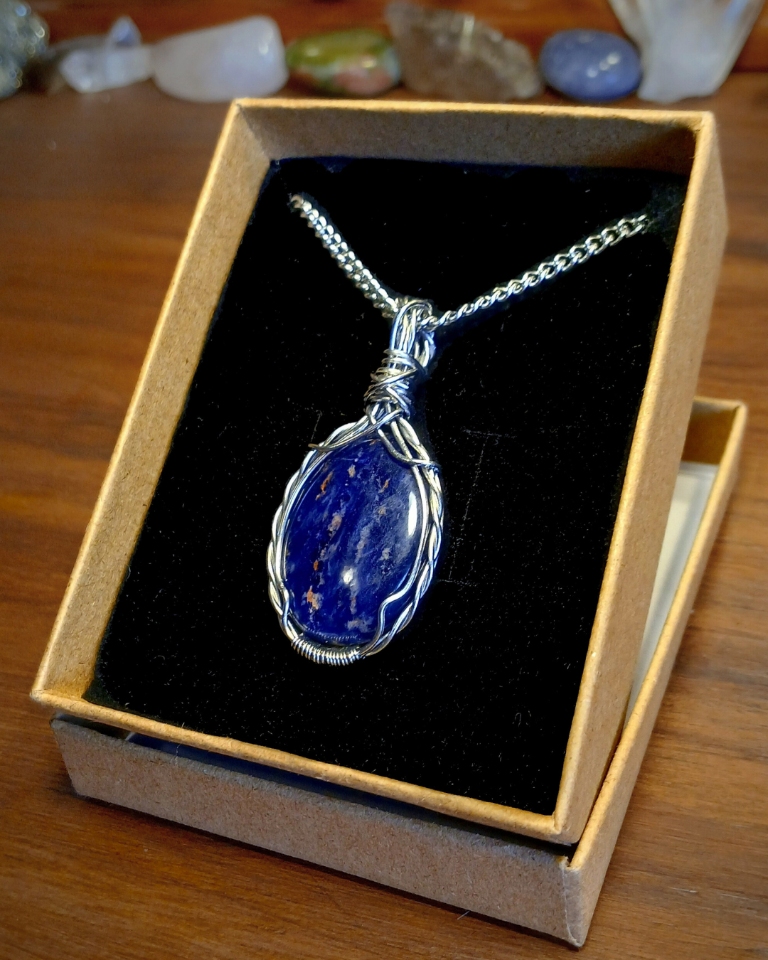 Colar "X Trançado" Sodalite